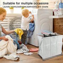 Olilio Collapsible 3 Section Laundry Hamper with Handle - Durable X-Frame