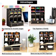 Marbrasse Wooden Desk Organizer, Multi-Functional DIY Pen Holder Box