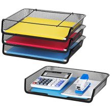 Bextsware Stackable 4-Tier Mesh Desktop Organizer File Folder