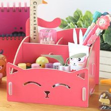 DIY Exquiste Artwork Folding Collection Pen Organizer Desk Sorter Room Dec Pink