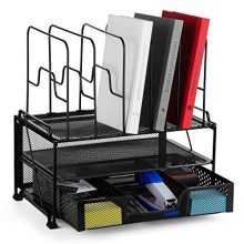 Bextsware 2-Tier Mesh Desktop Organizer File Folder with Sliding Drawer