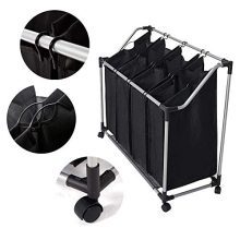 Livebest 4 Secations Bags Laundry Hamper Sorter Cart Metal Frame Waterproof
