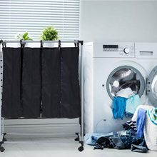 4 Laundry Sorter with Baskets Large Laundry Hamper Sorter Canvas Rolling