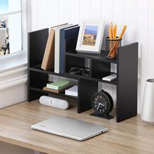 FITUEYES Adjustable Desktop Organizer，Wood Display Storage for Home & Office