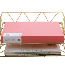 PAG 2 Packs Stackable Horizontal Metal File Letter Trays Organizer