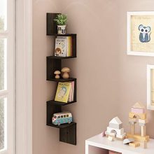 FURINNO 5 Tier Wall Mount Floating Corner Square Shelf