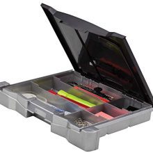 Storex Portable File Storage Box with Drawer Tray, Latch Lid, Letter Size