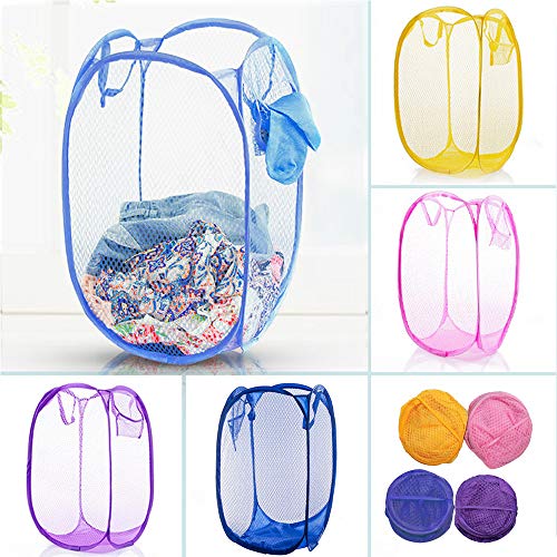 Qtopun Mesh Popup Laundry Hamper, 4 Pack Foldable Portable Dirty Clothes Basket