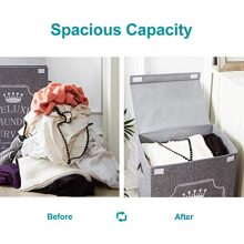 YOUDENOVA Grey Laundry Hamper with Lid, XL High Capacity Laundry Basket