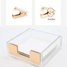 Clear Acrylic Gold Self-Stick Note Cube Holders | Staple Removers Set