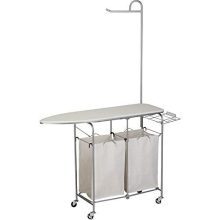 Honey-Can-Do Rolling Laundry Sorter with Ironing Board and Shirt Hanger