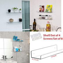 Cq acrylic 15" Invisible Acrylic Floating Wall Ledge Shelf, Wall Mounted Nursery Kids