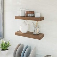 BAMFOX Floating Wall Shelf Set of 2,Natural Bamboo Wall Decor Storage Shelf