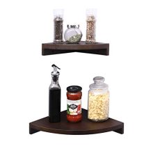 OROPY 3 Tier Radial Corner Shelves for Wall, Solid Wood Floating Corner Storage