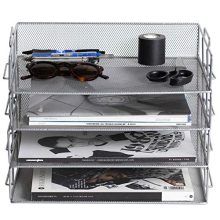 Klickpick Office 4 Tier Stackable Heavy Duty Metal Desktop Letter Tray File Organizer