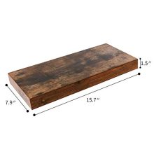 HOOBRO Floating Shelves, Rustic Brown Wall Shelf Set of 2, 15.7 inch
