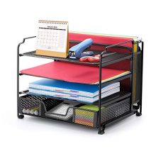 Simple Trending 4-Trays Mesh Office Supplies Desk Organizer, Desktop File Holder