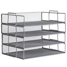 Klickpick Office 4 Tier Stackable Heavy Duty Metal Desktop Letter Tray File Organizer