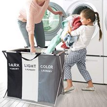 FUNFLOWERS Laundry Hamper Basket Sorter with Handle and Aluminum Frame