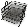 CAVEEN 3 Trays Desktop Document Letter Tray Organizer Metal Mesh File Holder