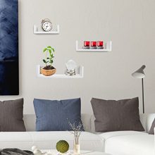 Greenco Set of 3 Floating U Shelves, White Finish