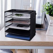EASEPRES 5 Slot Desk Organizer Tray, Mesh File Paper Letter Tray Desktop Paper