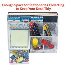Bonsaii Steel Mesh Desk Organizer, 6 Divided Compartments with 1 Slide Drawer