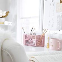 Pink Desk Organizer - Girlie Desk Accessories - Strong Metal Construction
