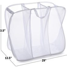 Three Compartment Popup Hamper - Durable Mesh Material, Folds for Storage