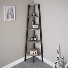 Ballucci Industrial Corner Shelf, 5-Tier Ladder Bookcase, Storage Rack