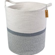 Goodpick Large Cotton Rope Basket 14.2'' x 13.4'' x 16.2'' -Baby Laundry Basket Tall Woven Basket Blanket Nursery Bin