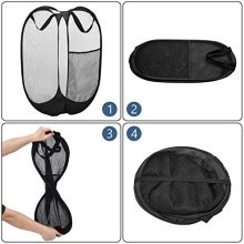 Mesh Laundry Basket Collapsible, 2pcs Pop Up Mesh Hamper With Side Pocket