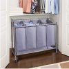 Ollieroo Laundry Sorter Cart 4-Bag Classics Rolling Laundry Hamper, Sturdy Frame