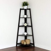 SSLine 5 Shelf Corner Bookshelf Corner Ladder Shelf Wood