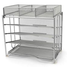 EasyPAG Mesh Office Desk Organizer 4-Tier File Holder with 3 Compartments