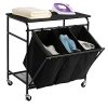 HollyHOME Laundry Sorter Cart with Unopenable Ironing Board