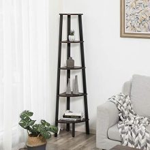VASAGLE Industrial Corner Shelf, 5-Tier Ladder Bookcase, Storage Rack