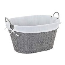 Household Essentials ML-7267 Decorative Wicker Laundry Basket with Handles and Removable Liner | Grey