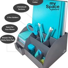 Acrylic Office Desk Organizer with Drawer, 9 Compartments, All in One Office
