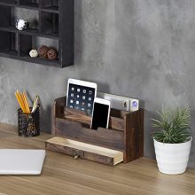 MyGift 3-Tier Coffee Brown Wood Office Desk File Organizer Mail Sorter