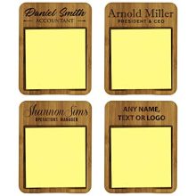 Custom Personalized Sticky Note Holder Dispenser - Wooden Business Desk Office