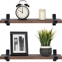 Mkono Rustic Wood Floating Shelves Industrial Wall Mounted Shelving 2 Set
