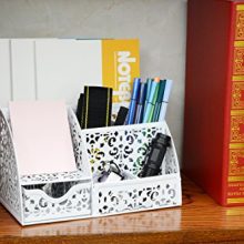 EasyPAG Office Metal Desk Organizer 6 Compartments + Drawer Mixed Pattern