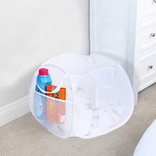 Smart Design Deluxe Mesh Pop Up Square Laundry Hamper w/ Side Pockets