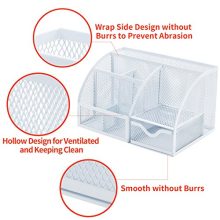 Bonsaii Steel Mesh Desk Organizer, 6 Divided Compartments with 1 Slide Drawer