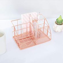 Rose Gold Desk Organizer for Women, AUPSEN Mesh Office Supplies Desk