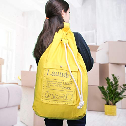 Teeo Laundry Bag Backpack Large Spacious 25"X20" Drawstring 100% Sturdy Cotton
