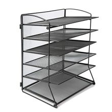6-Tier Metal Mesh Desk File Organizer Desktop Letter Tray Paper Document Holder