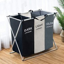 MONICOO 145L Laundry Cloth Hamper Sorter Basket Bin Foldable 3 Sections