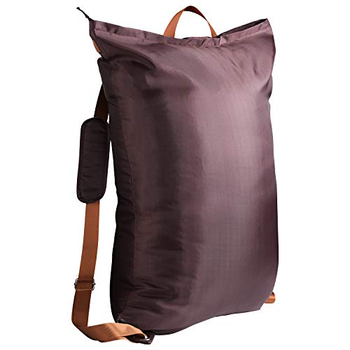 Large Laundry Bag『24"X34"』with Zipper,KSMA College Laundry Backpack with 2 Strong Adjustable Shoulder Straps for College Students Apartment Dorm-Room(Brown)